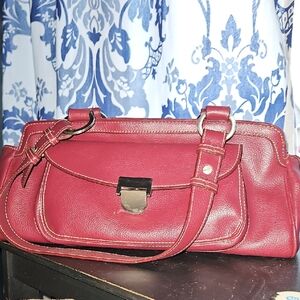 croft & barrow Deep Purple Vinyl Shoulder Bag with Front Flap Pocket